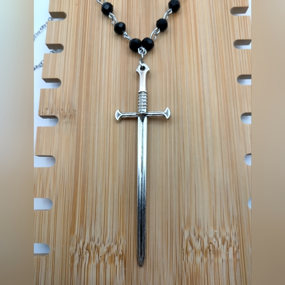 Silver Sword and Beads - Necklace - Picture 3 of 8